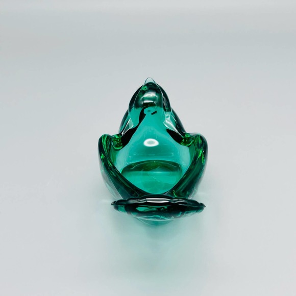 Fenton Art Glass Green Dove Bird Candle Holder Candy Trinket Dish - Picture 4 of 8